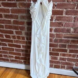 Torn by Ronny Kobo White Draped Dress